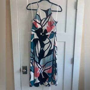 Abstract Print MIDI Dress